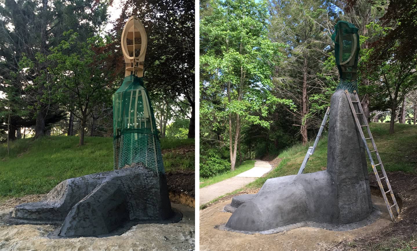 Building the Sculpture - Bason Botanic Gardens - Whanganui